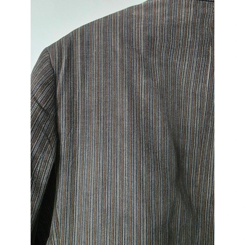Zagato Signature Collection Mens 42R Brown Striped Cotton 3 Button Blazer Coat